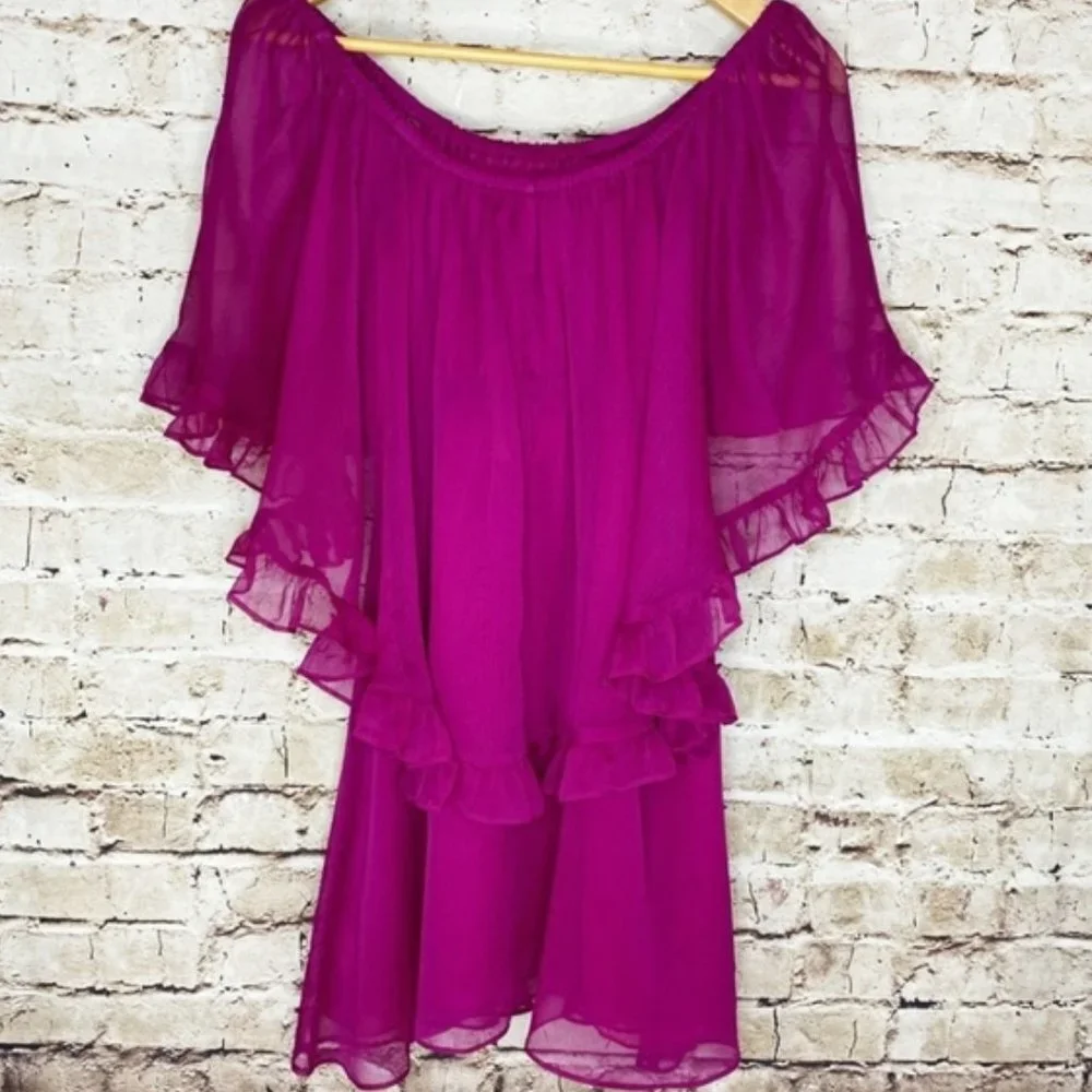 FREE PEOPLE Off Shoulder Ruffle Cape Dress EUC sz S/M